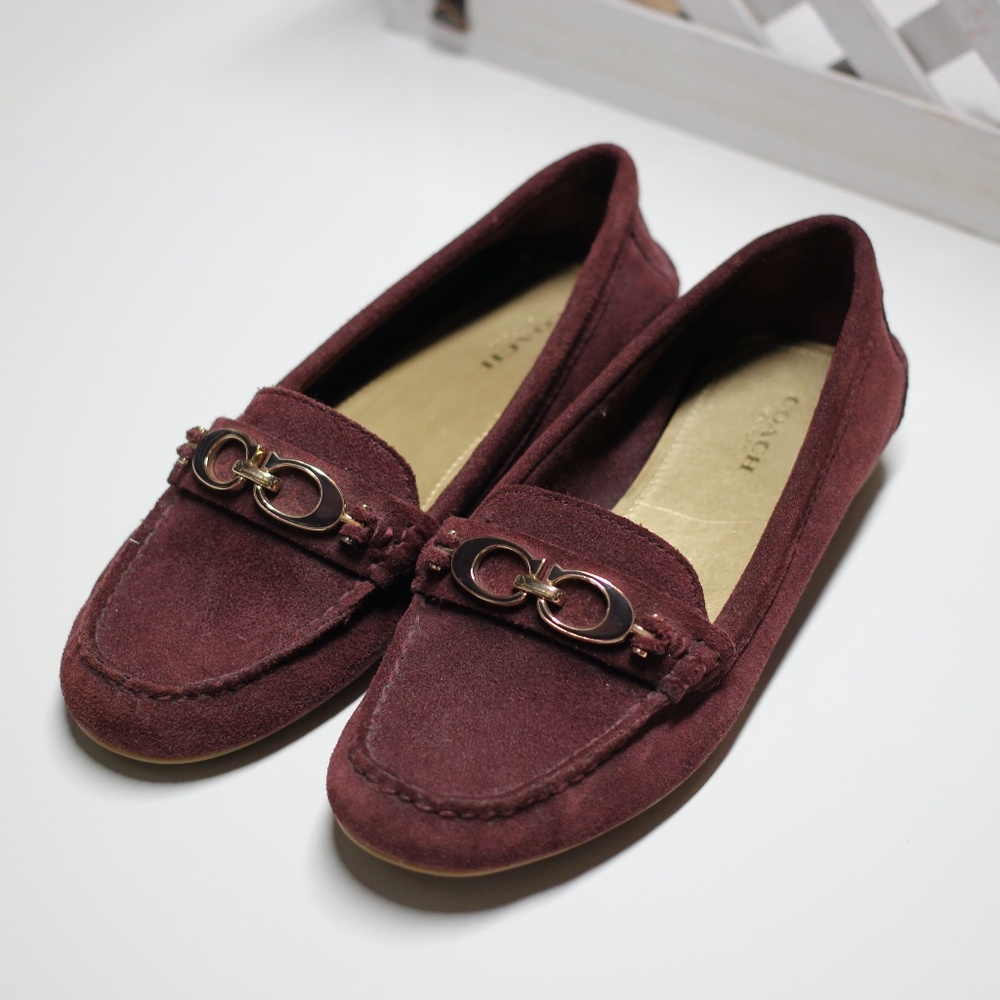 Coach Fortunata Signature Buckle Suede Loafers